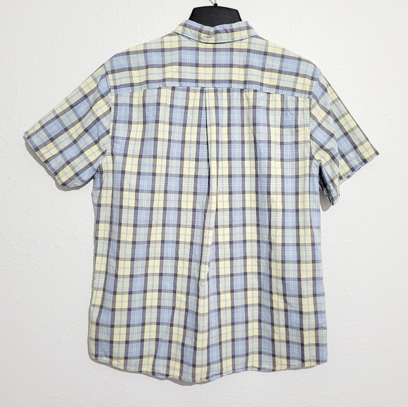 Even Tide Plaid short sleeve button down Shirt 100% Cotton Men's Size Large - Picture 3 of 8